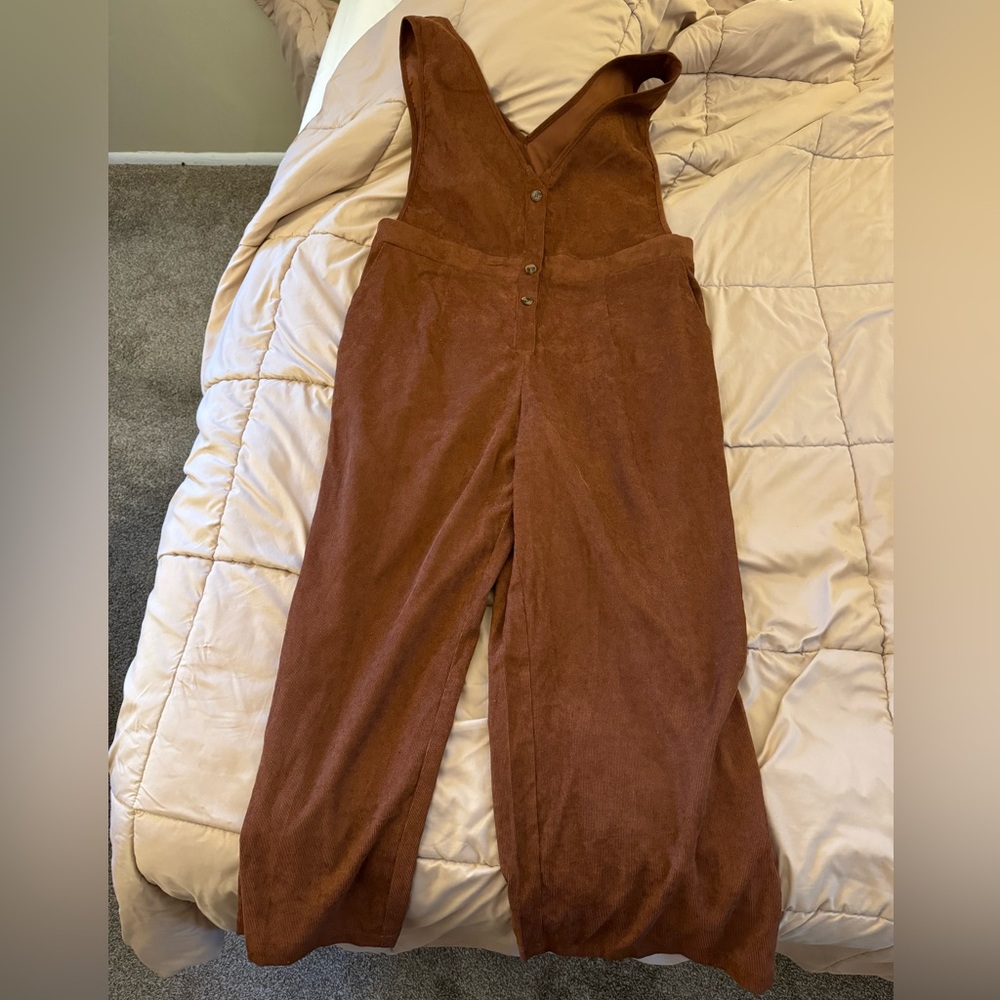 Tan/brown corduroy-like jumpsuit